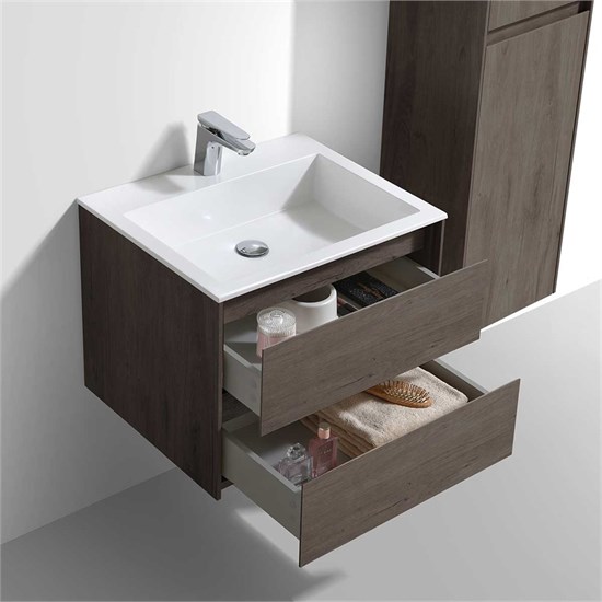 VINCEA База под раковину Luka 600 подвесная, 2 выкатных ящика soft-close, R.Oak VMC-2L600RO - фото 373200