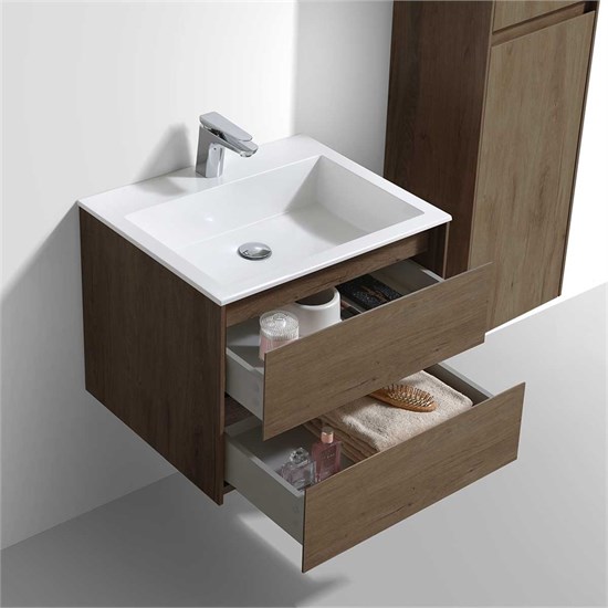 VINCEA База под раковину Luka 600 подвесная, 2 выкатных ящика soft-close, T.Oak VMC-2L600TO - фото 373211
