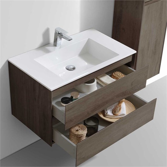 VINCEA База под раковину Luka 800 подвесная, 2 выкатных ящика soft-close, R.Oak VMC-2L800RO - фото 373258