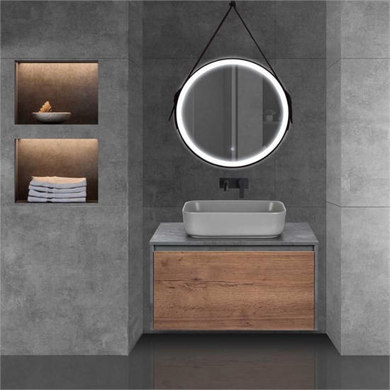 VINCEA База под накладную раковину Mesa 800 подвесная, 1 выкатной/1 скрытый ящик soft close, T.Oak + Beton VMC-2MS800TB - фото 373999