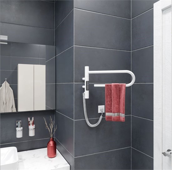 VINCEA Полотенцесушитель электрический VTD-1P1WE 39x25, белый, таймер VTD-1P1WE - фото 374824