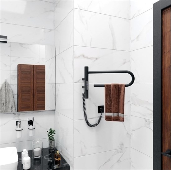 VINCEA Полотенцесушитель электрический VTD-1P1BE 39x25, черный, таймер VTD-1P1BE - фото 374827