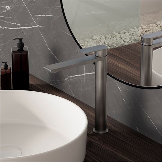 VINCEA Смеситель для раковины Vogue (SS) VBF-2VS2GM однорычажный, вороненая сталь VBF-2VS2GM - фото 375042