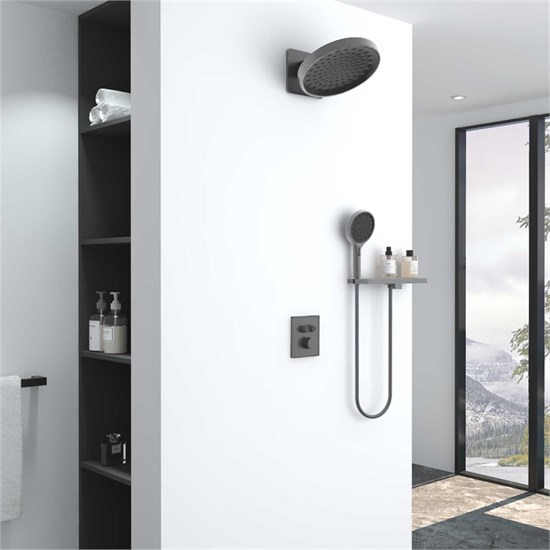 VINCEA Душевой комплект Inspire VSFW-3I21MT3RGM встраиваемый, термостат, двухрежимный, вороненая сталь VSFW-3I21MT3RGM - фото 376126