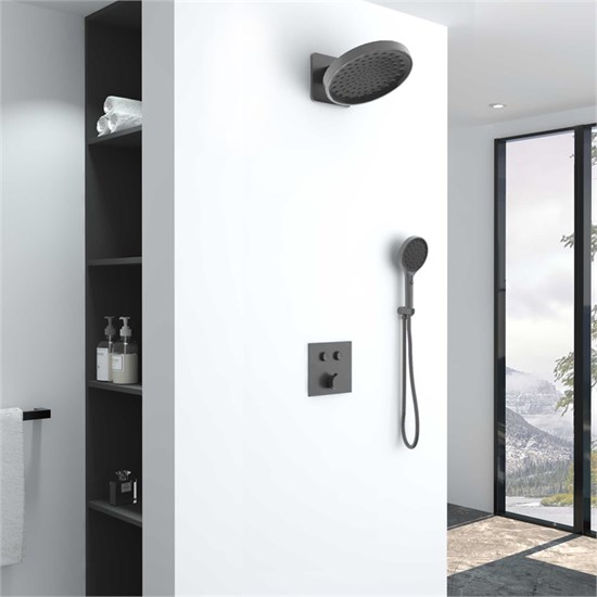 VINCEA Душевой комплект Inspire VSFW-421I3GM встраиваемый, двухрежимный, вороненая сталь VSFW-421I3GM - фото 376814