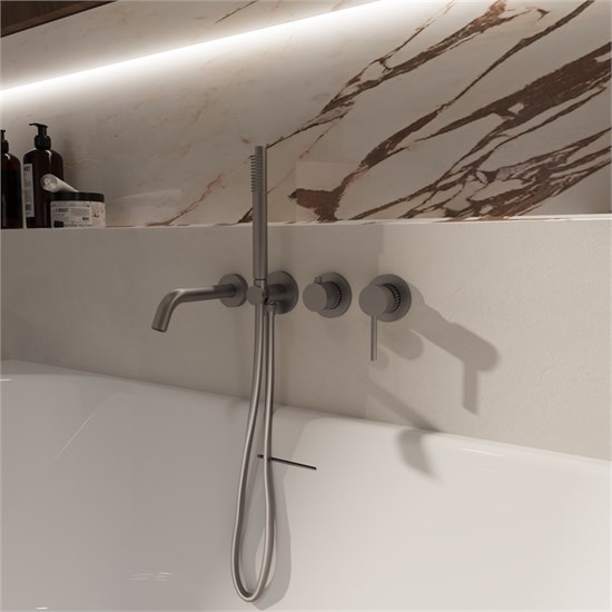 VINCEA Смеситель для ванны Groove VBTW-4G1GM, встраиваемый, вороненая сталь VBTW-4G1GM - фото 377590