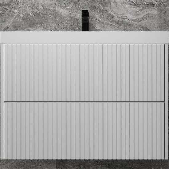 STYLE LINE Тумба подвесная "Стокгольм 80", Classic 80, (2 ящ.) белый рифленый софт, PUSH ЛС-00002315