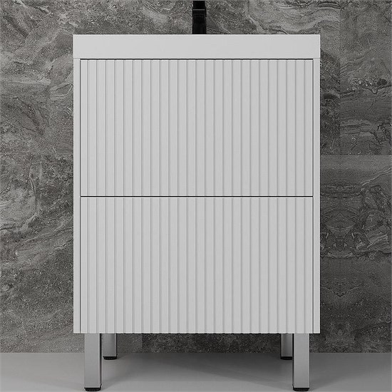 STYLE LINE Тумба напольная "Стокгольм 60", Classic 60, (2 ящ.) белый рифленый софт, PUSH ЛС-00002333