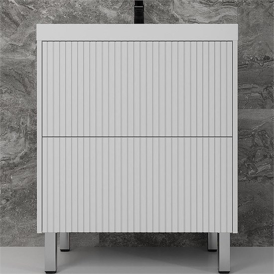 STYLE LINE Тумба напольная "Стокгольм 70", Classic 70, (2 ящ.) белый рифленый софт, PUSH ЛС-00002334