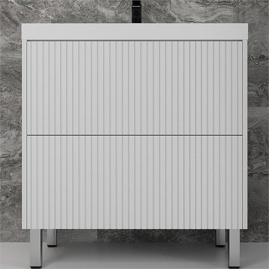 STYLE LINE Тумба напольная "Стокгольм 80", Classic 80, (2 ящ.) белый рифленый софт, PUSH ЛС-00002335