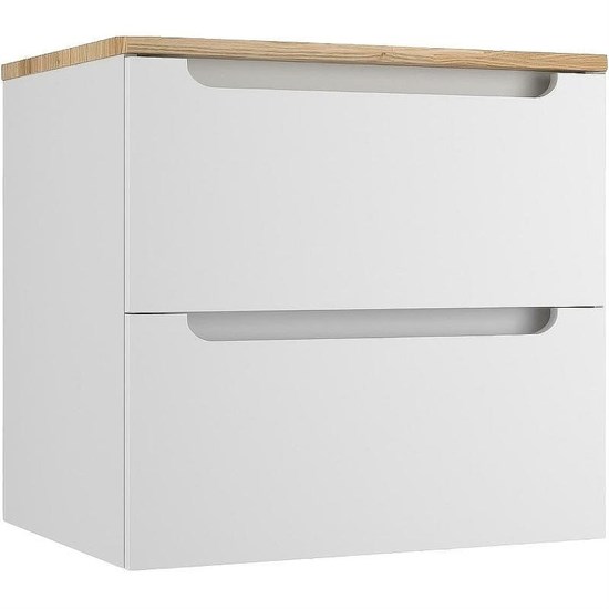 STYLE LINE Тумба подвесная "Бали 60" 2 ящика со столешницей БЕЛЫЙ СОФТ ЛС-00002337