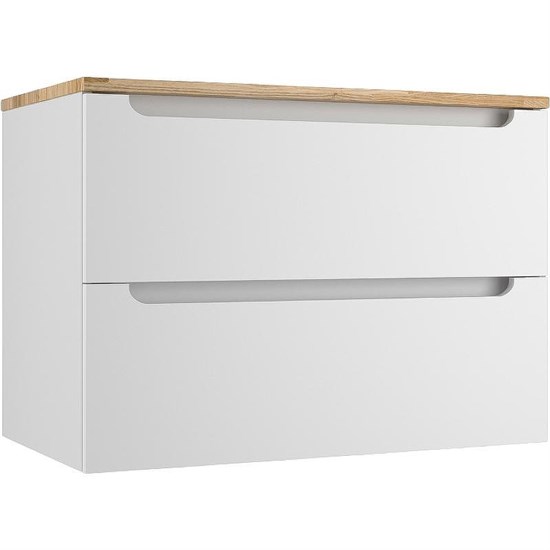 STYLE LINE Тумба подвесная "Бали 80" 2 ящика со столешницей БЕЛЫЙ СОФТ ЛС-00002339