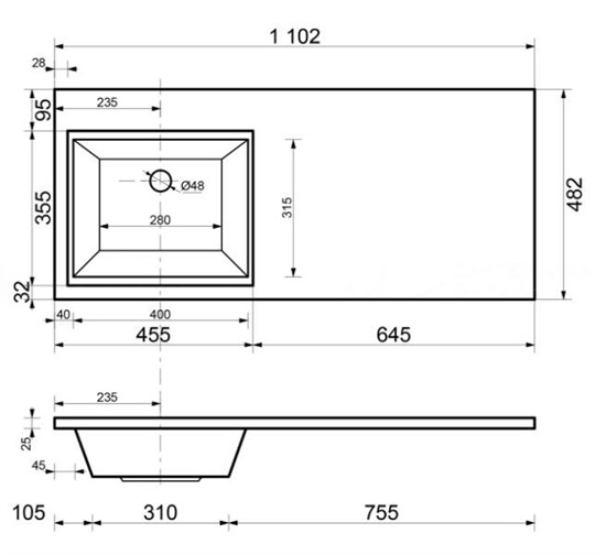 STYLE LINE Умывальник ESTETUS Даллас 1100*480 левый СС-00002387
