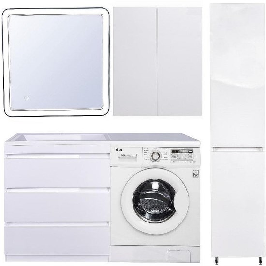 STYLE LINE El Fante Dallas El Fante Тумба под раковину напольная "Даллас 130", 3 ящ., Люкс белая, PLUS СС-00000558