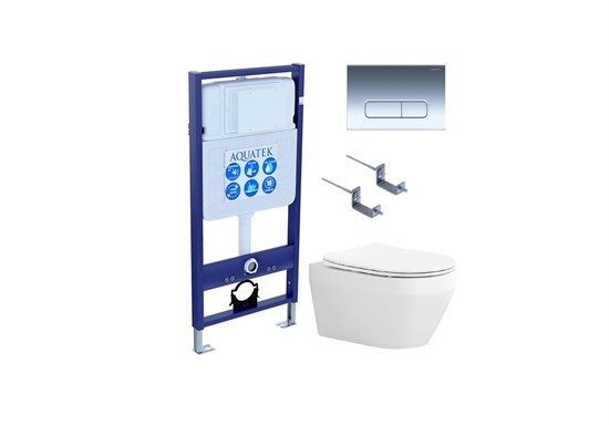 SET AQUATEK ЛЕЯ Т (рама AQUATEK Standard INS-0000012, клавиша KDI-0000016 ,KKI-0000002 крепёж+унитаз ЛЕЯ AQ1199T-00 с тонким сиденьем soft-close SET AQUATEK ЛЕЯ Т-016 4в1