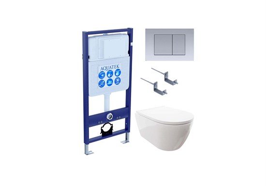 SET AQUATEK ПОЛАРИС (рама AQUATEK Standard INS-0000012+унитаз ПОЛАРИС AQ0700-00 с тонким сиденьем soft-close+ крепеж KKI-0000002 +панель KDI-0000011) SET AQUATEK ПОЛАРИС-011 4в1