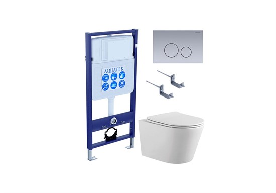 SET AQUATEK ВЕГА-1905-036 (рама AQUATEK Standard INS-0000012 с клавишей KDI-0000036 и крепежом KKI-0000002+унитаз ВЕГА AQ1905-00 с тонким сиденьем sc) SET AQUATEK ВЕГА-1905-036