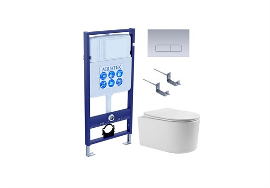 SET AQUATEK МИЯ 4в1 (рама AQUATEK Standard INS-0000012+ крепеж KKI-0000002+клавиша KDI-0000014+унитаз МИЯ AQ2004-00 с тонким сиденьем soft-close SET AQUATEK МИЯ-014 4в1