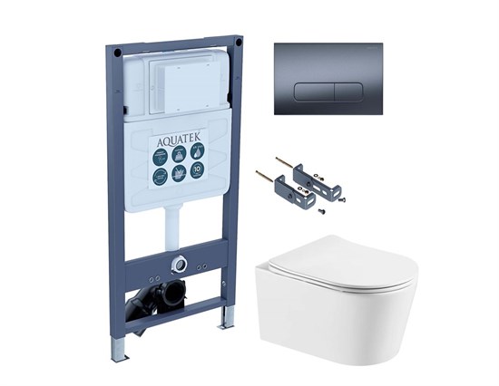 SET AQUATEK ОБЕРОН T PNS009 (рама AQUATEK INSP-0000001 с клавишей PNS-0000009 и крепежом KKI-0000016+унитаз ОБЕРОН AQ1365T-00, тонкое сиденье sc) SET AQUATEK ОБЕРОН T PNS009