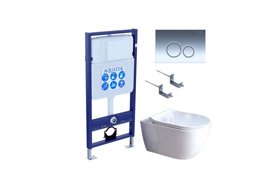 SET AQUATEK ПОЛАРИС (рама AQUATEK Standard INS-0000012+унитаз ПОЛАРИС AQ0700-01 с тонким сиденьем soft-close+ крепеж KKI-0000002 +панель KDI-0000018) SET AQUATEK ПОЛАРИС 01-018 4в1
