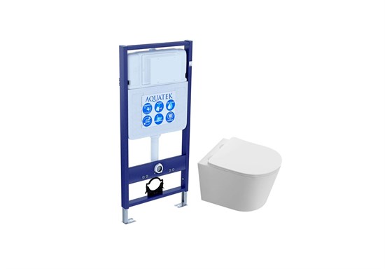 SET AQUATEK ТАУРУС Т (рама AQUATEK Standard INS-0000012(без клавиши и крепежа)+Унитаз подвесной AQ1580T-00 ТАУРУС с тонким сиденьем soft-close SET AQUATEK ТАУРУС Т