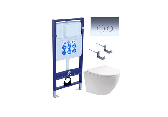 SET AQUATEK ЕВРОПА-018 4в1 (рама AQUATEK Standard INS-0000012 с клавишей KDI-0000018 и крепежом KKI-0000002+унитаз AQ1901-00 с тонким сиденьем sc) SET AQUATEK ЕВРОПА-018 4в1