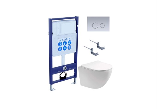 SET AQUATEK ЕВРОПА-019 4в1 (рама AQUATEK Standard INS-0000012 с клавишей KDI-0000019 и крепежом KKI-0000002+унитаз AQ1901-00 с тонким сиденьем sc) SET AQUATEK ЕВРОПА-019 4в1