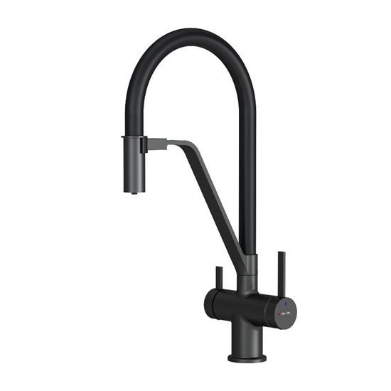AM.PM Func Смеситель для кухни с каналом для питьевой воды и гибким изливом, черн.,черн. излив F8F07822