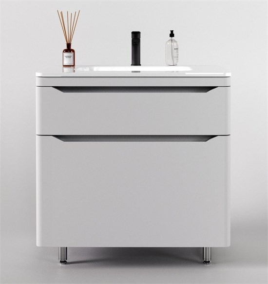 STYLE LINE El Fante Marella El Fante Тумба напольная "Марелла 80" (2 ящ.) Люкс антискрейтч белый матовый, PLUS СС-00002401