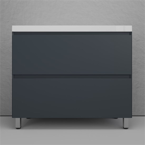 STYLE LINE Тумба напольная "Манхэттен 100" ЭМАЛЬ под ASTI 100 2 ящика PLUS графит ЛС-00002369