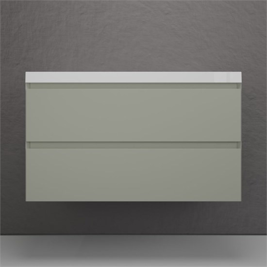 STYLE LINE Тумба подвесная "Манхэттен 100" ЭМАЛЬ под ASTI 100 2 ящика PLUS олива ЛС-00002358