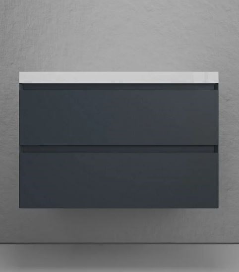 STYLE LINE Тумба подвесная "Манхэттен 80" ЭМАЛЬ под ASTI 80 2 ящика PLUS графит ЛС-00002360