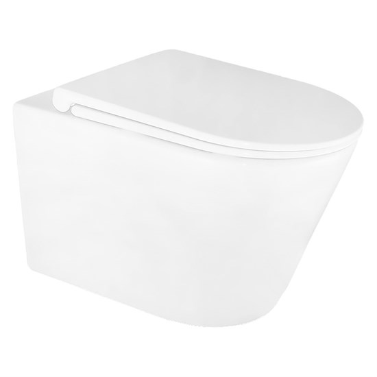 AZARIO Lander Унитаз подвесной 345х490х350 безободковый, смыв "Скрытое Торнадо", с быстросъемным сиденьем "Микролифт" (AZ-2802E) AZ-2802E