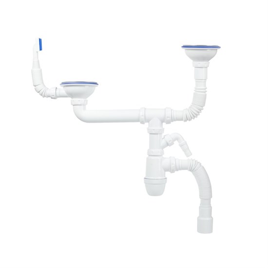 IDDIS Сифон для двойной мойки с выпуском 3 1/2 с переливом и отводом Kitchen Line (S21UPS0i84) S21UPS0i84