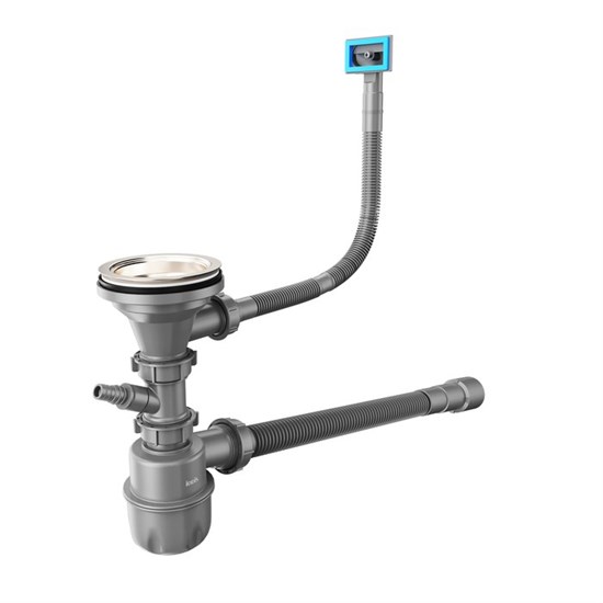 IDDIS Сифон бутылочный Optima Home 3.1/2x40мм, с выпуском, гофротрубой, отводом и переливом (900CVG1P10VD) 900CVG1P10VD