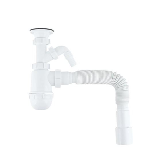 IDDIS Сифон бутылочный Optima Home 1.1/2x40мм, с выпуском, гофротрубой 40/50мм и отводом (900AVG1010VD) 900AVG1010VD