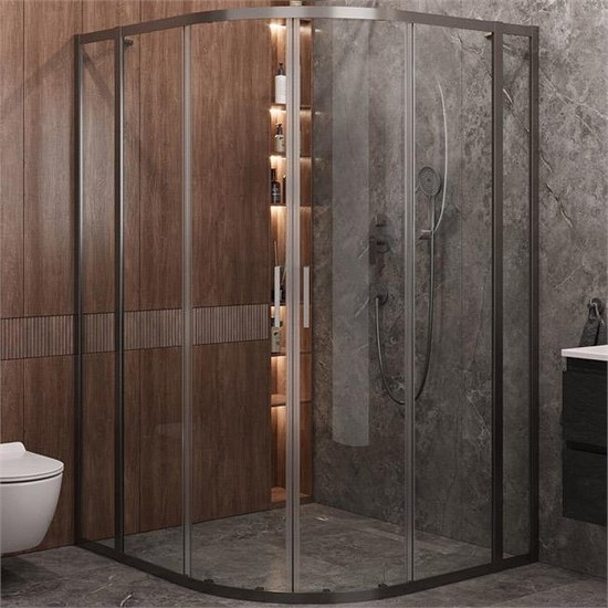 CEZARES Molveno Душевой уголок асимметричныый размер 120x110 см двери раздвижные профиль - оружейная сталь / стекло - прозрачное MOLVENO-RH-22-120/110-C-GM-IV