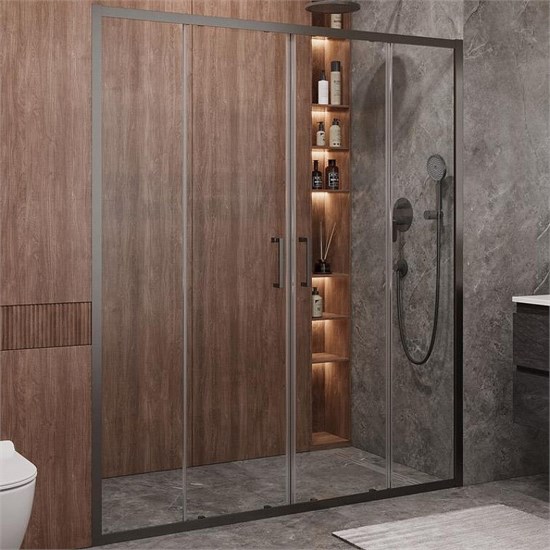 CEZARES Molveno Душевая дверь в нишу раздвижная ширина 170 см профиль - оружейная сталь / стекло - прозрачное MOLVENO-BF-2-170-C-GM-IV