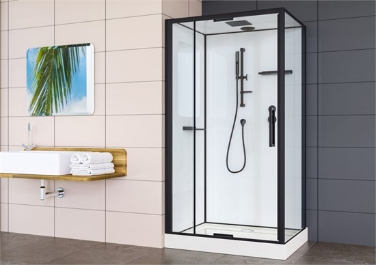 ESBANO Raspa Душевая кабина прямоугольная размер 110x90 см профиль - черный матовый / стекло - прозрачное ESKBRSP119