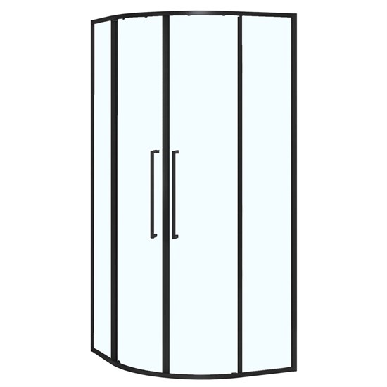 AZARIO Душевое ограждение SHANGHAI 900х900х1950 четверть круга, прозрачное стекло 6 мм, профиль черный матовый, двери раздвижные AZ-S43-90-MB-CL