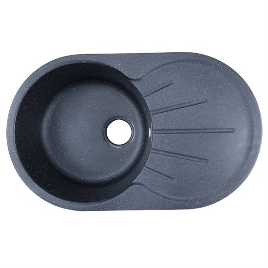 AZARIO Кухонная мойка Perla 730x450x190 искусственный мрамор, с "крылом", сифон в комплекте, цвет черный (CS00105242) CS00105242