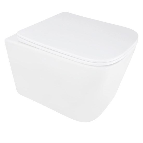 AZARIO Унитаз подвесной AIRA 340х485х365 безободковый, система смыва "Скрытое Торнадо", с быстросъемным сиденьем "Микролифт" (AZ-5171T-WHT) AZ-5171T-WHT