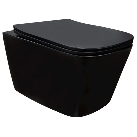AZARIO Унитаз подвесной Cascad-Black 360х520х365 безободковый, система смыва "скрытое Торнадо", с быстросъемным сиденьем "Микролифт", черный матовый (AZ-2303A-MB) AZ-2303A-MB