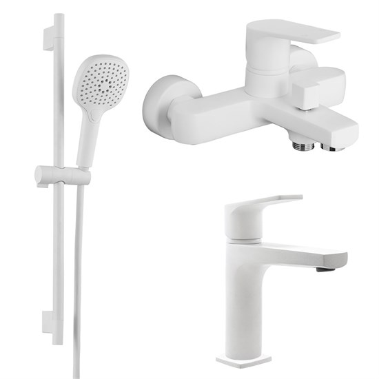 AZARIO Набор смесителей 3 в 1 для ванны TREYA, белый матовый (AZ-156805126+AZ-156845026+AZ-157820226) AZ-156805126+AZ-156845026+AZ-157820226