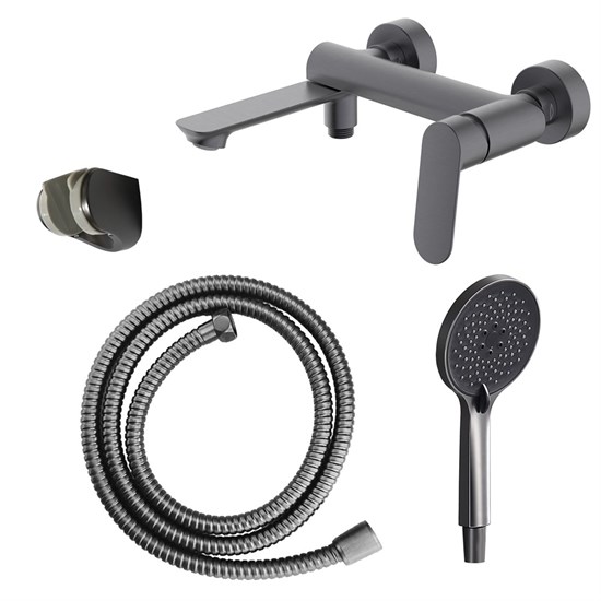 AZARIO Cмеситель для ванны Alanti с ручным душем, керамический картридж, шланг 150 см, графит (AZ-K3032GR) AZ-K3032GR