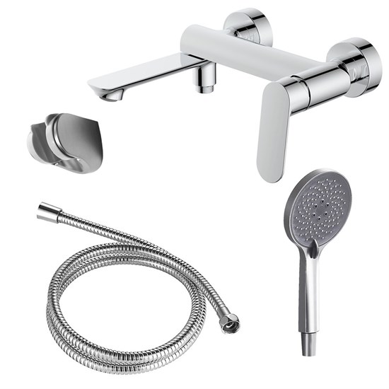 AZARIO Cмеситель для ванны Alanti с ручным душем, керамический картридж, шланг 150 см, хром (AZ-K3032) AZ-K3032