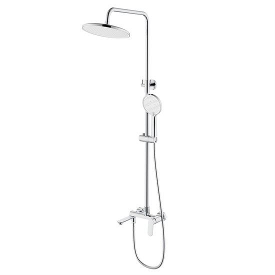 AZARIO Душевая система Alanti с круглым тропическим душем, керамический картридж, шланг 150 см, хром (AZ-K2332) AZ-K2332