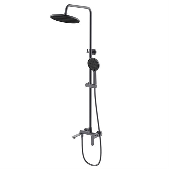 AZARIO Душевая система Alanti с круглым тропическим душем, керамический картридж, шланг 150 см, графит (AZ-K2332GR) AZ-K2332GR