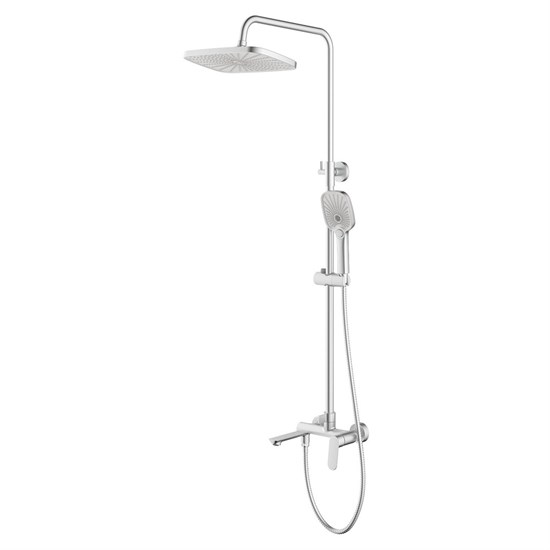 AZARIO Душевая система Alanti с квадратным тропическим душем, керамический картридж, шланг 150 см, сатин (AZ-K2332-1BN) AZ-K2332-1BN