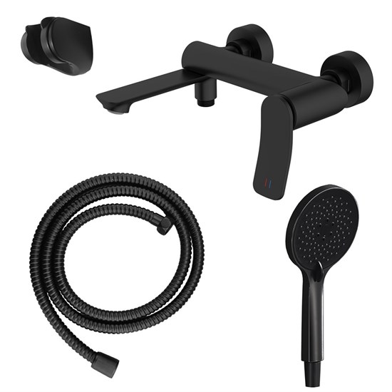 AZARIO Смеситель для ванны Escaro с ручным душем, керамический картридж, шланг 150 см, черный матовый (AZ-K3074B) AZ-K3074B